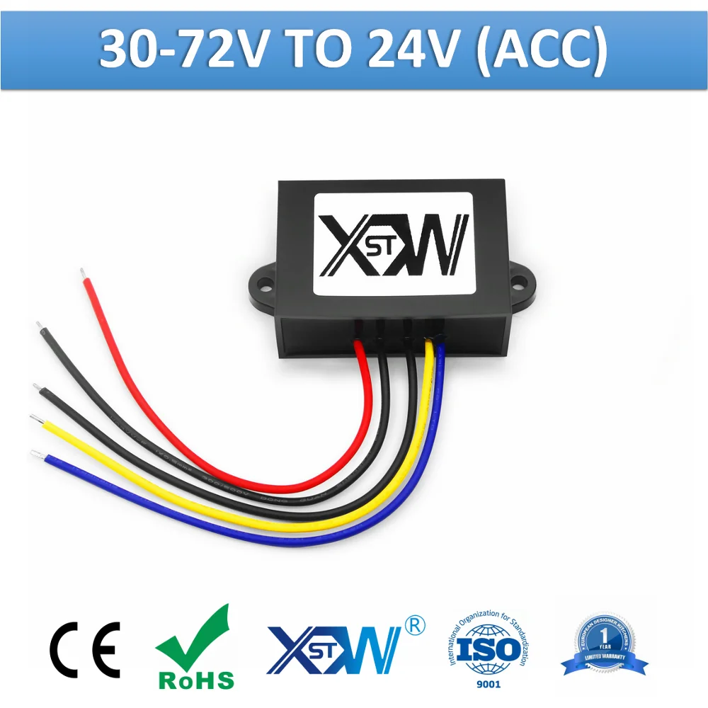 DC DC Voltage Reducer 36v 48v 60v 30-72v to 24v Voltage Regulator With ACC Controller Step Down Buck 1A 1.5A 2A Power Supply