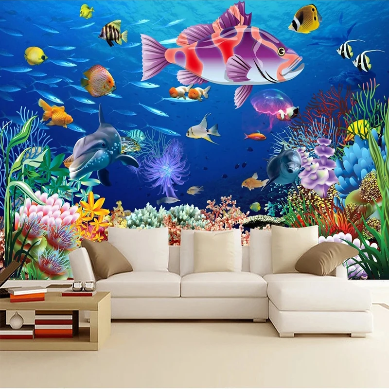 Custom Any Size Self-Adhesive 3D Cartoon TV Background Wall Kid\'s Room Papel De Parede Tapety Painting Fresco Sticker