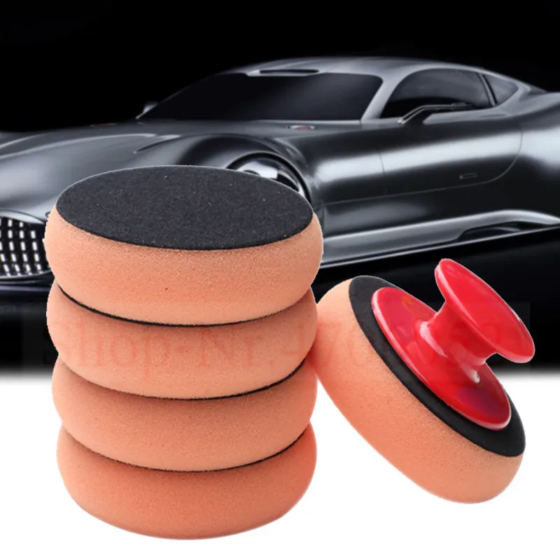 6Pcs/Set Car Wax Wash Polish Pad Sponge Cleaning Foam Kit Terry Cloth Microfiber Applicator Pads W/ Gripper Handle Car-Styling