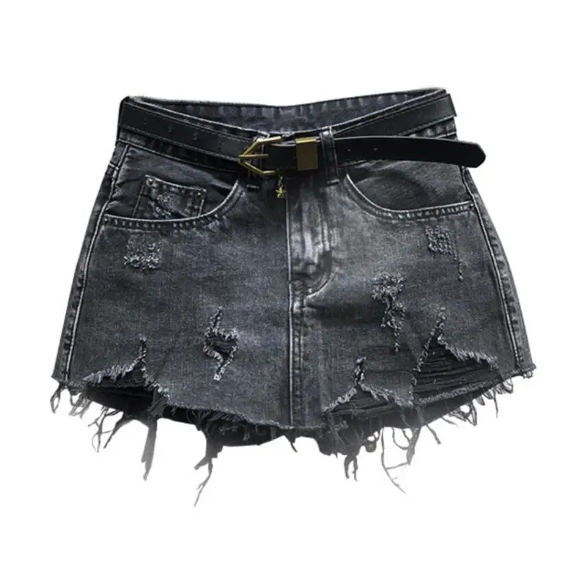

Hole Ripped denim shorts skirt female 2020 spring and summer new fashion casual fake two-piece denim shorts a1368