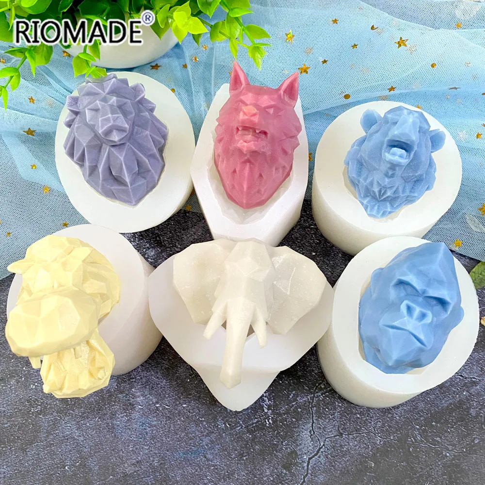 Geometric Shape Lion Elephant Tiger Hippo Orangutan Wolf Silicone Mold DIY Handmade Crafts Candle Gypsum Epoxy Resin Mould