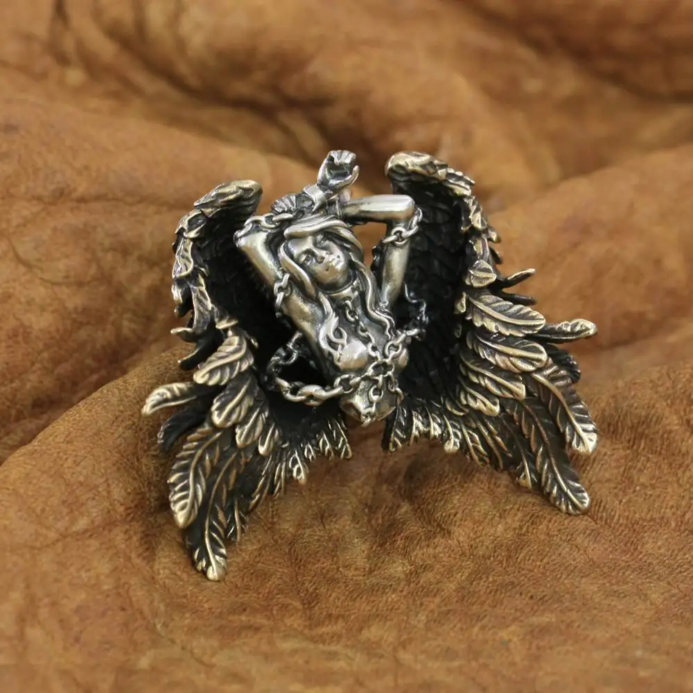 Brass Wing 925 Sterling Silver Sexy Angel Andromeda Pendant Punk Jewelry TA82B BZ