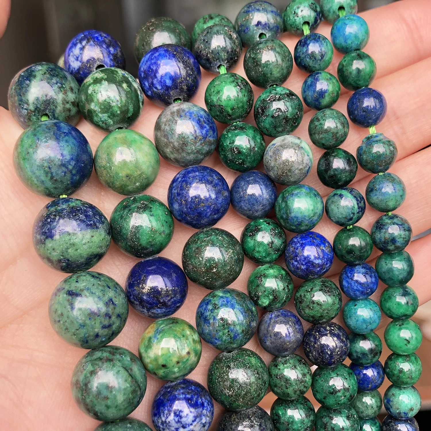 Natural Lapis Lazuli Malachite Azurite Agat Stone Beads For Jewelry Making Needlework DIY Bracelet Necklace 15\'\' 6 8 10 12mm