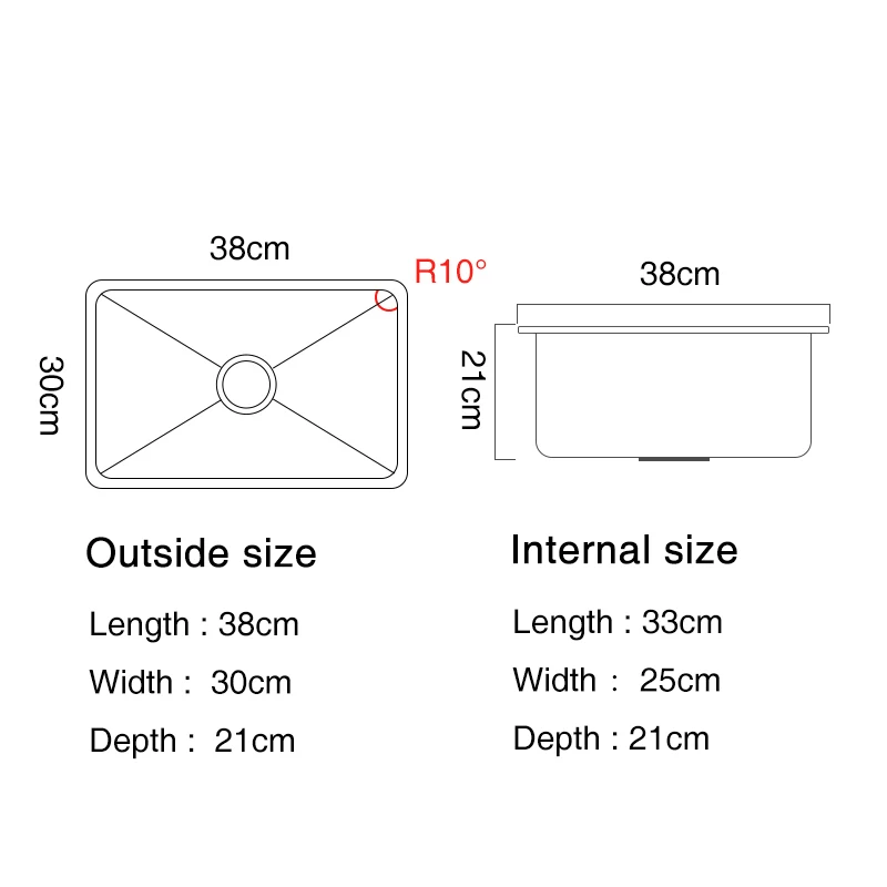 38X30Cm Đen Nhỏ Thanh Bồn Rửa Chén Inox 304 Bồn Rửa Chén Undermount Bát Ăn Đơn Cho Nhà Cải Tiến Với thoát Nước Phụ Kiện