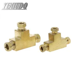 Junta de tubo de bomba de lubricación, accesorios de latón de tres vías, Conector de tubo de manga de tarjeta de 4MM y 6MM, rosca M8x1 M10x1, 1 unidad