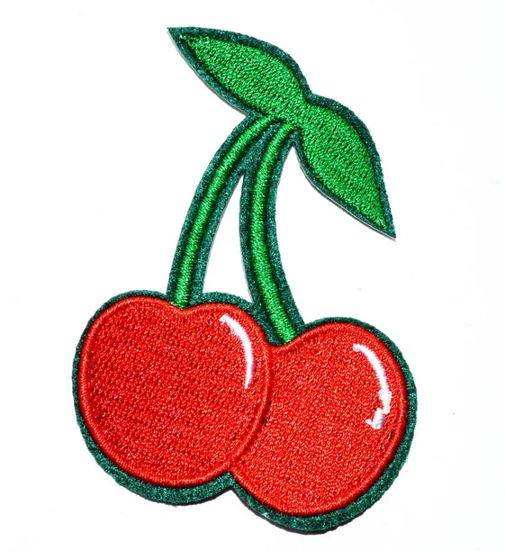 

(5 pcs) Red Cherry cherries retro gambling embroidered applique iron-on patch ( about 5.5 * 7.5 cm)