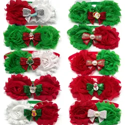 50/100pcs Christmas Pet Puppy Dog Cat Bow Ties Flowers Style Dog Bowties Pet Supplies Neckties Collar Pet Grooming Accessories