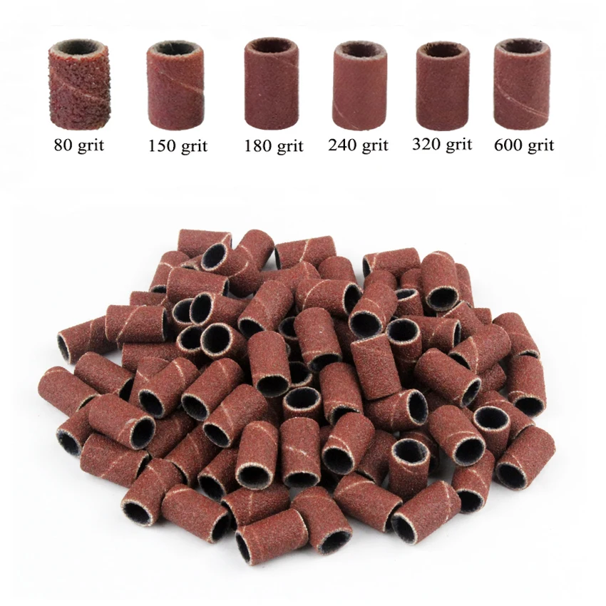 100 x Sanding Bands Durm 80-600 Grit with 2 Mandrel for Nail Art Manicure Dremel