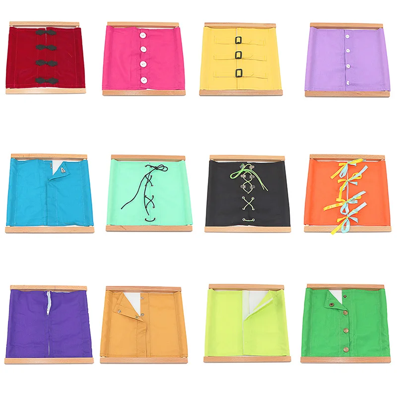 Montessori Kids Toy Baby Dressing Frame 12Pcs Praktyczne życie Nauczanie Nauka Edukacyjne Szkolenie Przedszkole Brinquedos Juguets