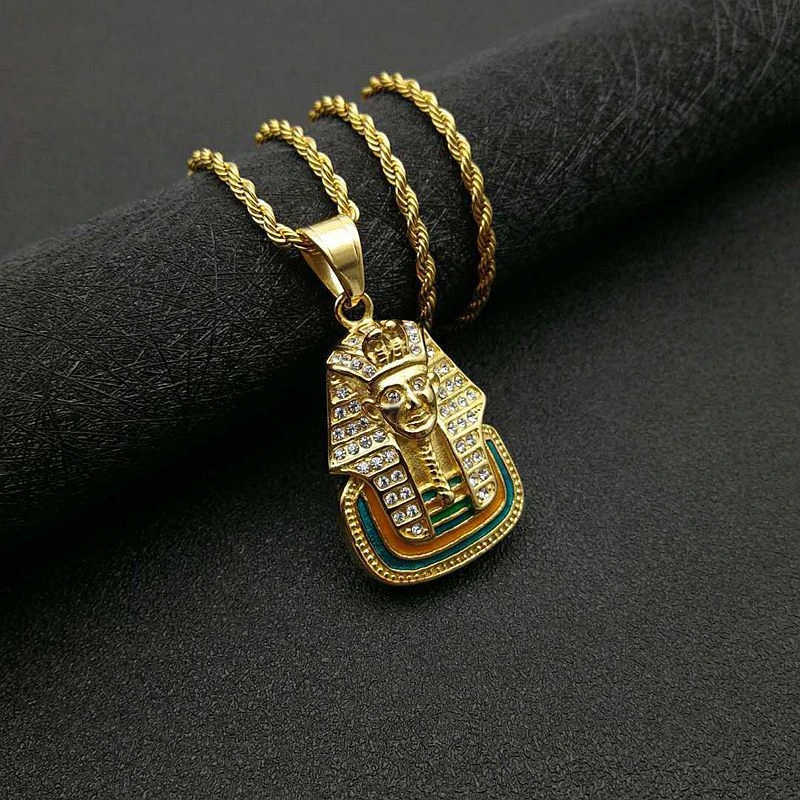 Classic Trend High Quality Sparkling Zircon Necklace Men Women Fashion Hip Hop Holy Spirit Amulet Egyptian Pharaoh Pendant