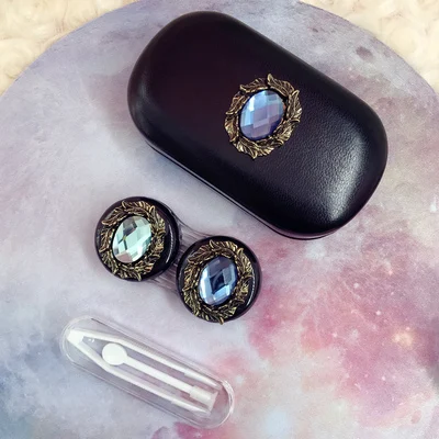 Hot Retro Leather Eye Contact Lens Case For Women Hard Box Eye Lens Container Holder Eyewear Accessories