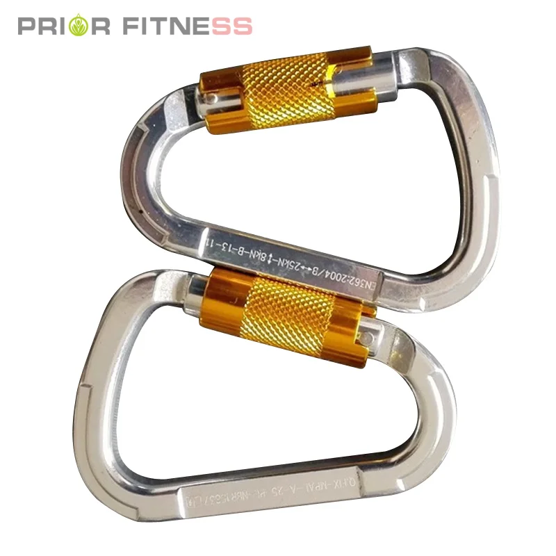 Aluminum Carabiner for Aerial Yoga Hammock CE Certificated Silver 25KN D Type Hardware for Dance Yoga