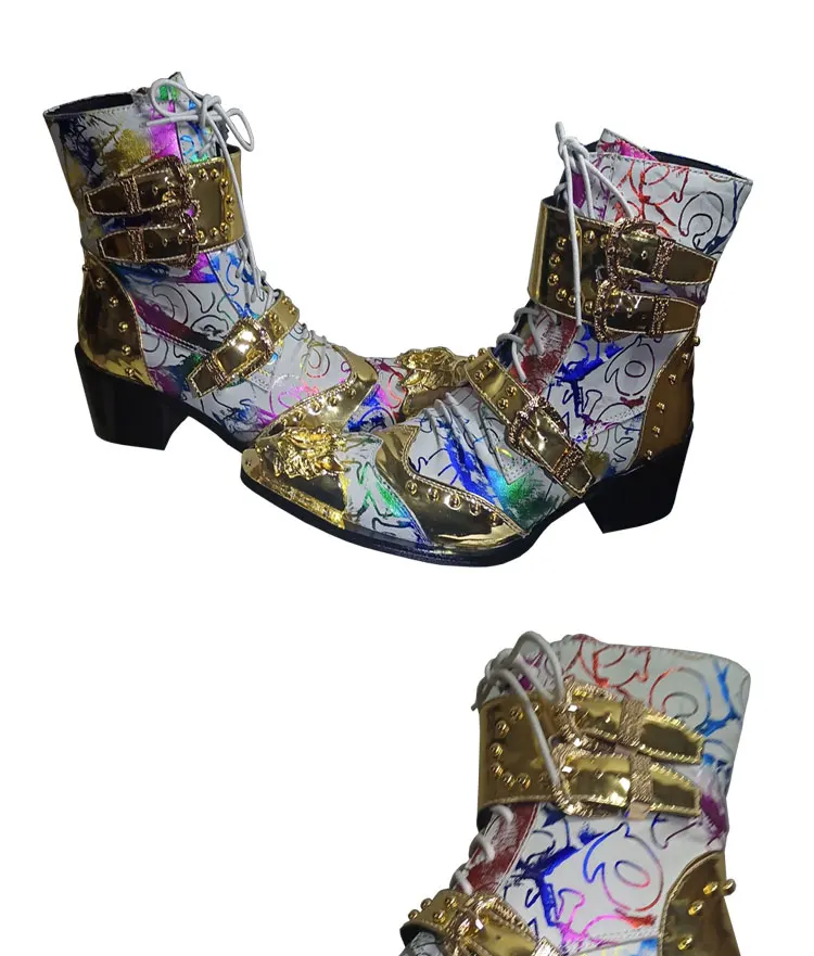Frühling und Herbst Spitze hohe stiefel herren stiefel Weiß Wies Rindsleder Business Bankett Casual Leder stiefel High heels Stiefel – Detail 6