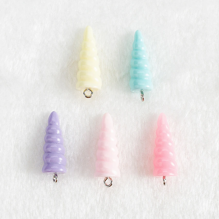 10pcs  Unicorn Horn Charms Flatback Resin Jewelry Necklace Pendant forEarrings Diy Keychain Parts