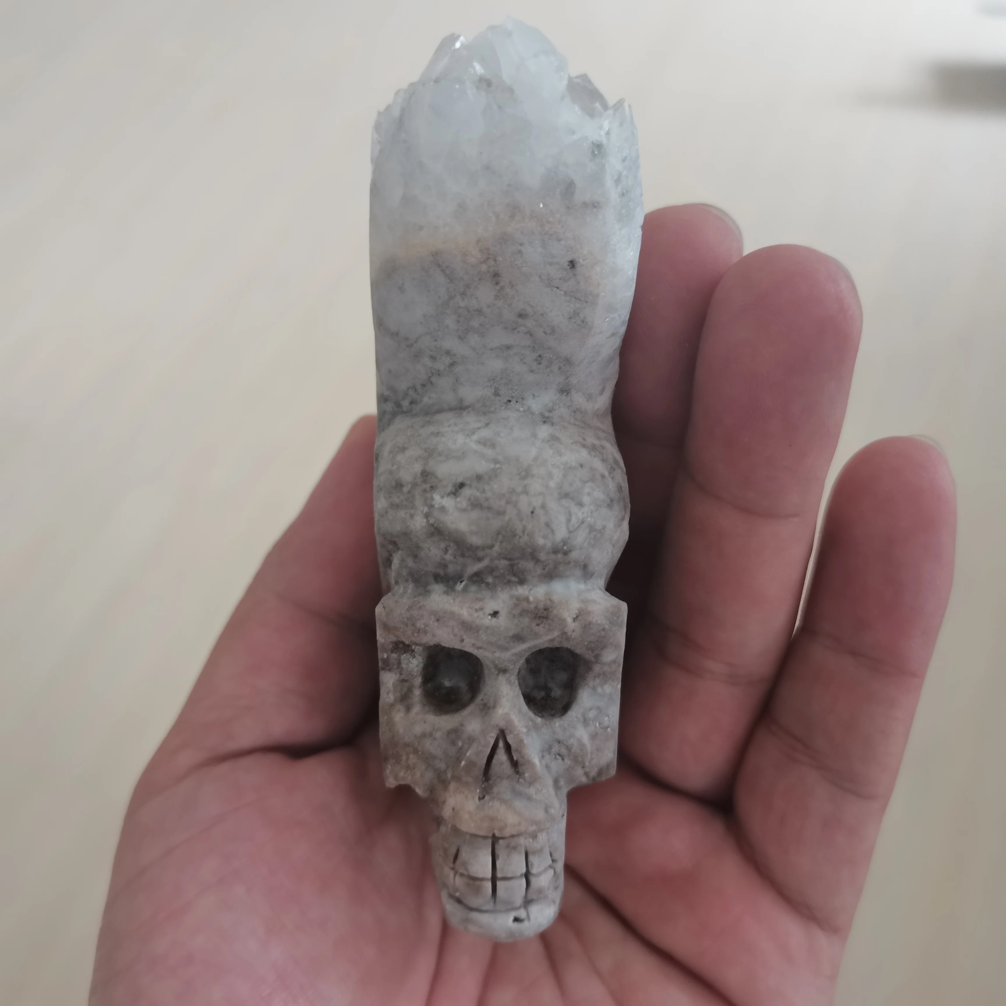 

hot sales natural white crystal quartz skull carved for home deocr