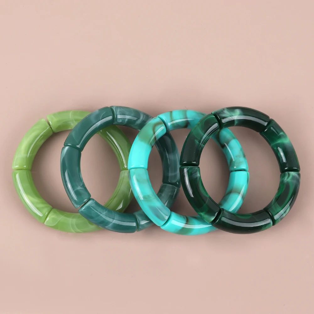 Legújabb divatú Gyanta geometriai gyöngyös bracelet Be kezét akril Bambusz csöves bangles bracelet számára Nők Megmunkalás ékszer valentines Adomány