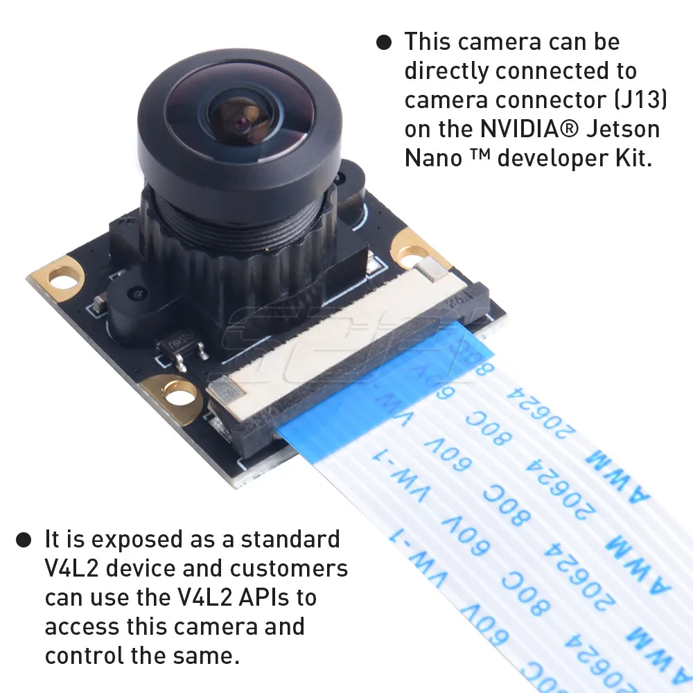 52Pi IMX219-160 Camera, Applicable for Jetson Nano, 8 Megapixels, 160° FOV with 15 CM Flexible Flat Cable