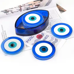 Jealous Eyes Coaster Storage Box Silicone Mold Nazar Blue Eye Hanging Ornaments Pendant Epoxy Resin Mold DIY Crafts Casting Tool