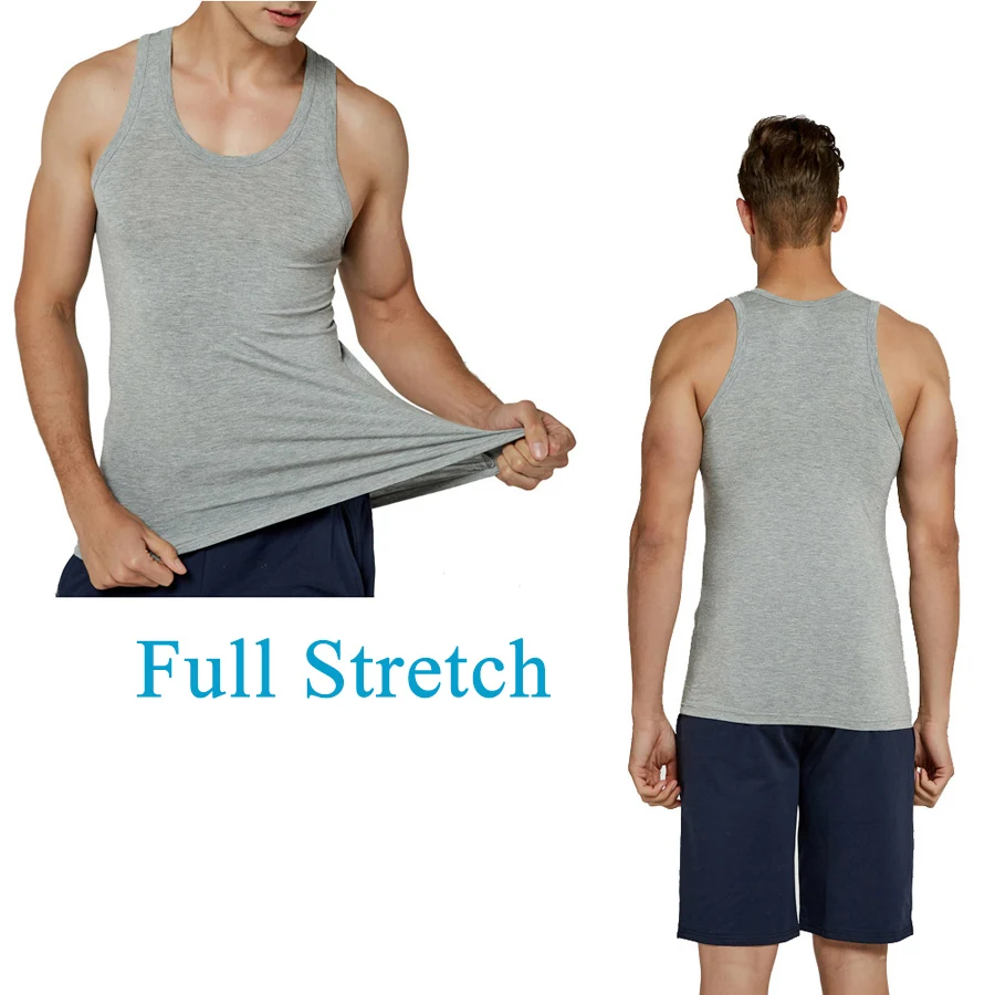 Tank Tops Men Sports Modal Full Stretch Racing Running Vest Fitness Cool Summer Top Gym Slim Casual Undershirt Male 3 Colors