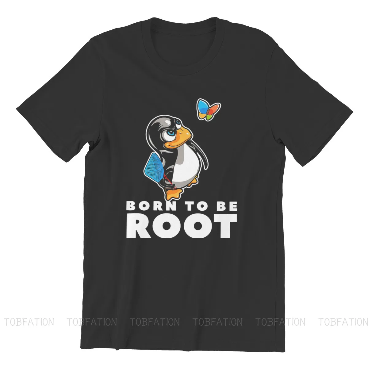 Linux Operating System Tux Penguin Man TShirt Butterfly Killer Illustration Fashion T Shirt Harajuku Streetwear Hipster