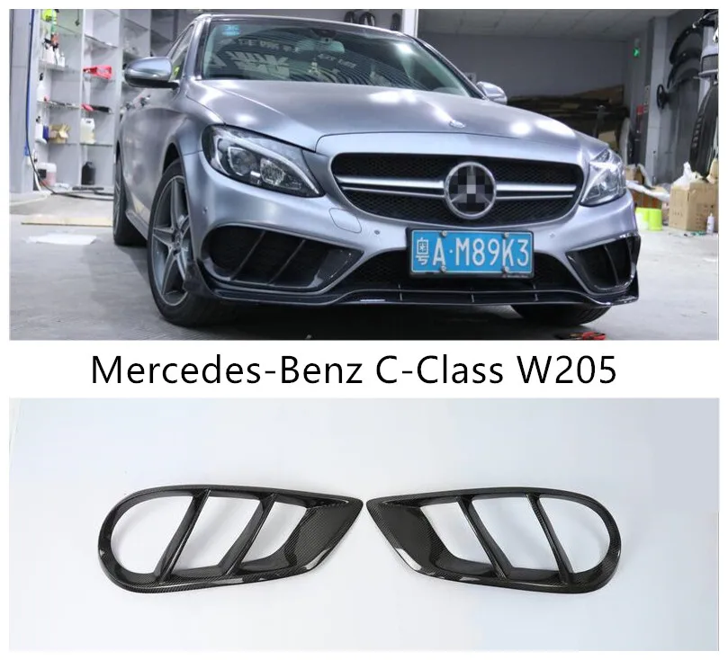 Carbon Fiber & PP Front Lip Spoiler Grill Diffuser Spoilers For Mercedes-Benz C-Class W205 C180 C200 C260 C300 C350 2015-2018