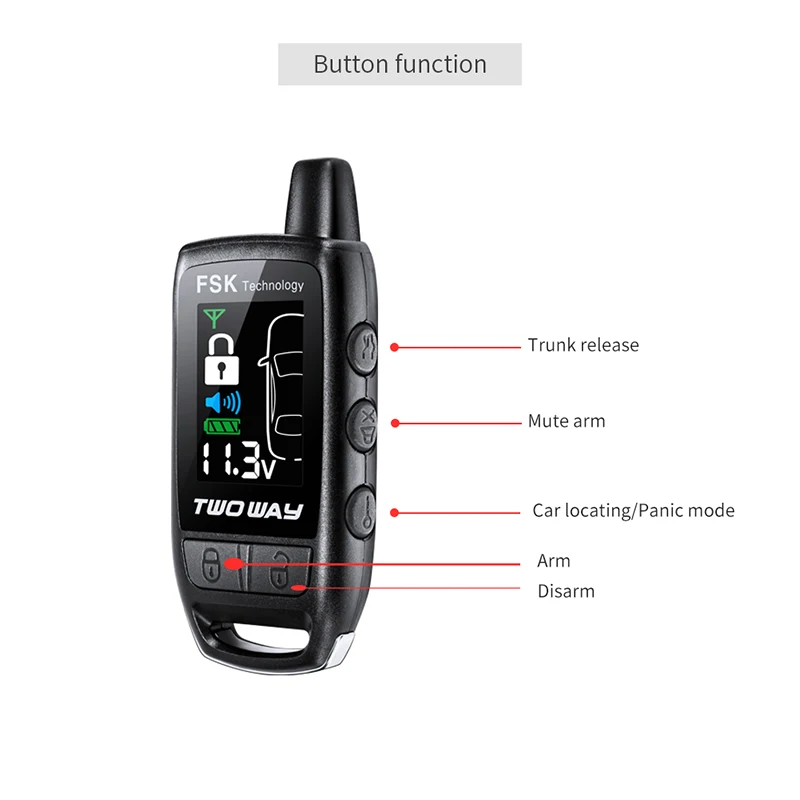 EASYGUARD 2 way car alarm rechargeable remote lcd pager display alarm universal car keyless entry system 868Mhz DC12V