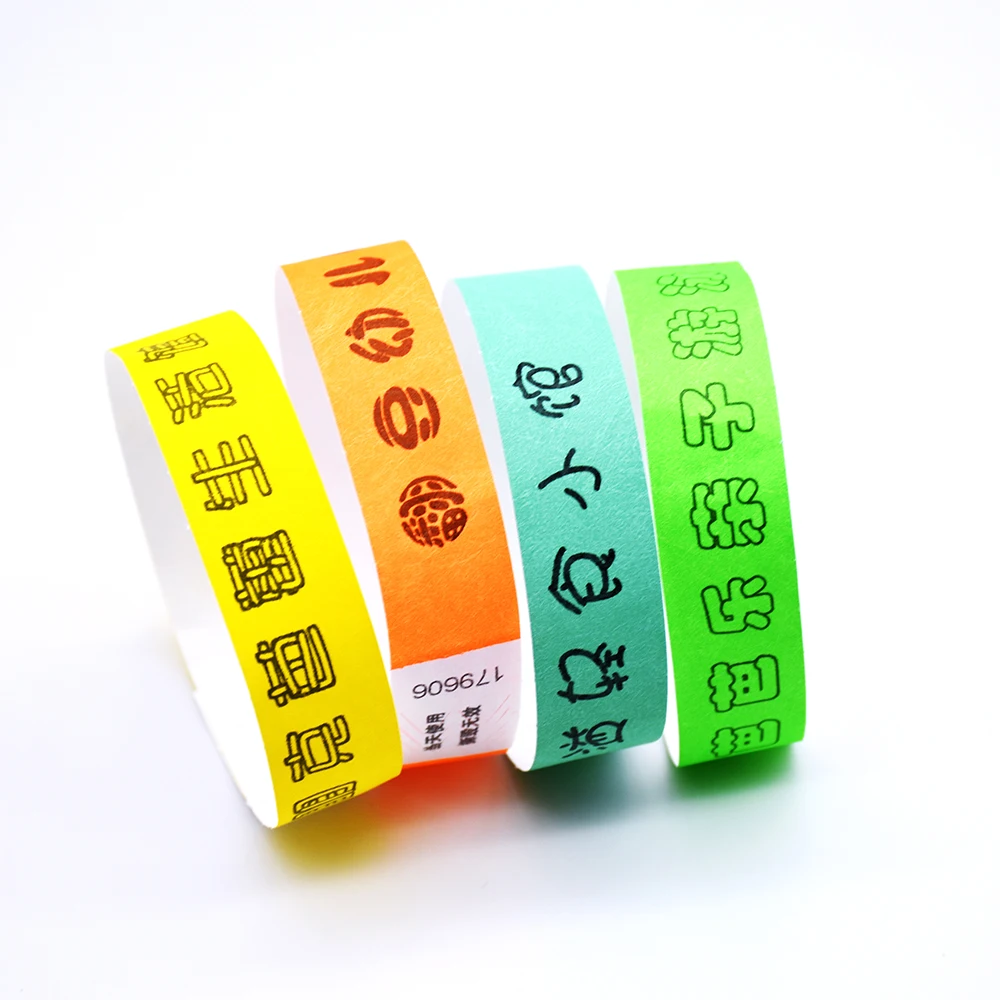 500 Pieces Custom Black Printed Tyvek Paper Wristbands Disposable Waterproof Dupont Bracelets Armband for Meeting Party Events