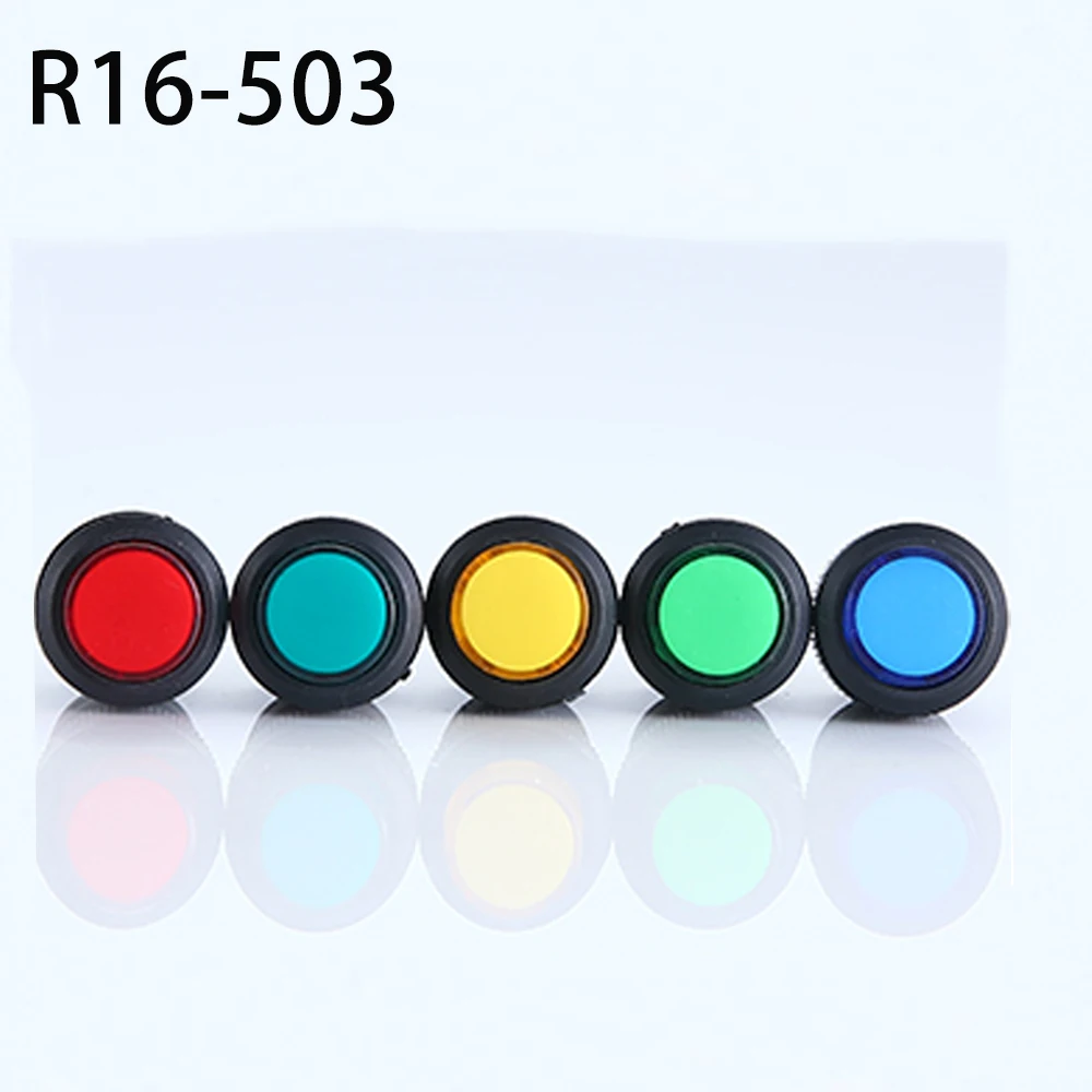 

5PCS self-lockin 16MM Latching/Momentary push button switch with 5Color LED lighting 4Pin R16-503/AD R16-503/BD