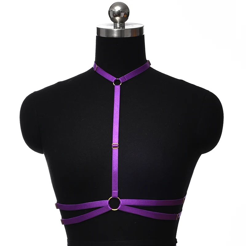Punk Multicolor Body Cage Crop Top Bra Goth Sexy Lingerie Adjustable Bondage Body Harness Women Rave Wear Harness Belt
