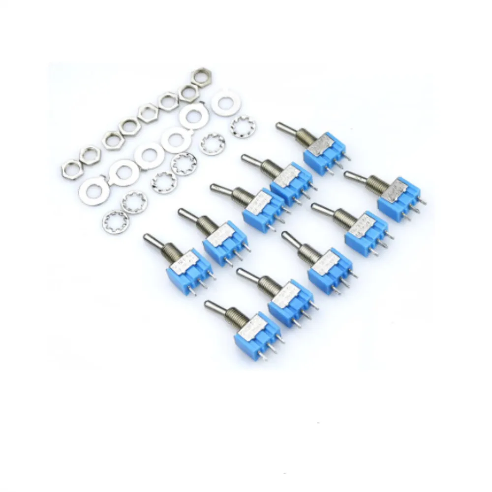10Pcs SPDT ON/ON AC125V 6A Blu Mini 2 Posizioni 3 Spilli A Scatto Micro Interruttori A Levetta MTS-102