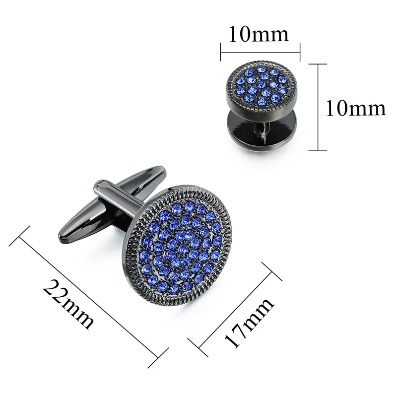 HAWSON Men\'s Black Gunmetal Crystal Cufflinks & Studs Set Formal Business Wedding Tuxedo Shirt Accessories Men\'s Shirt Jewelry