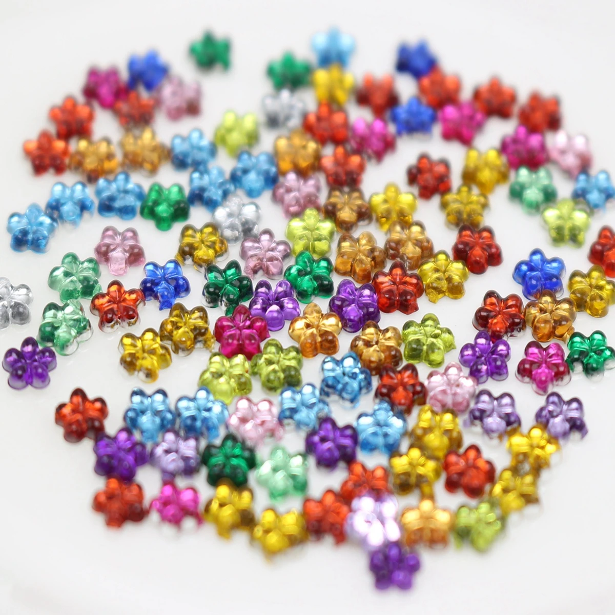 1000  Acrylic Flatback Mini Flower Gems Rhinestones 4mm  Pick Your Color