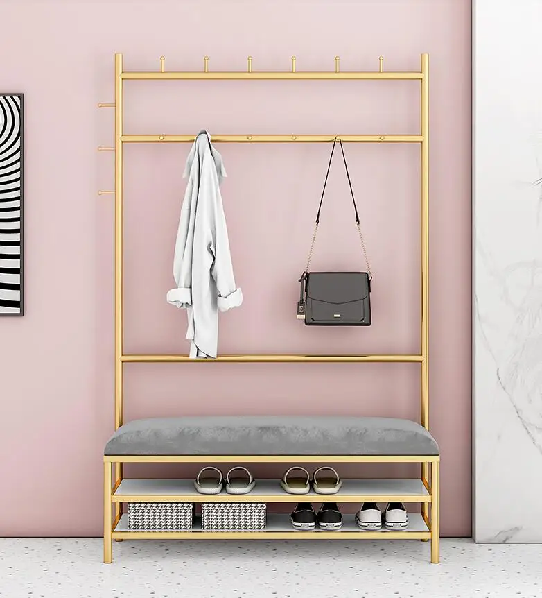 

Light luxury modern clothes rack landing household door hanging clothes rack shoe rack one hall clothes rack cabinet shoe stool