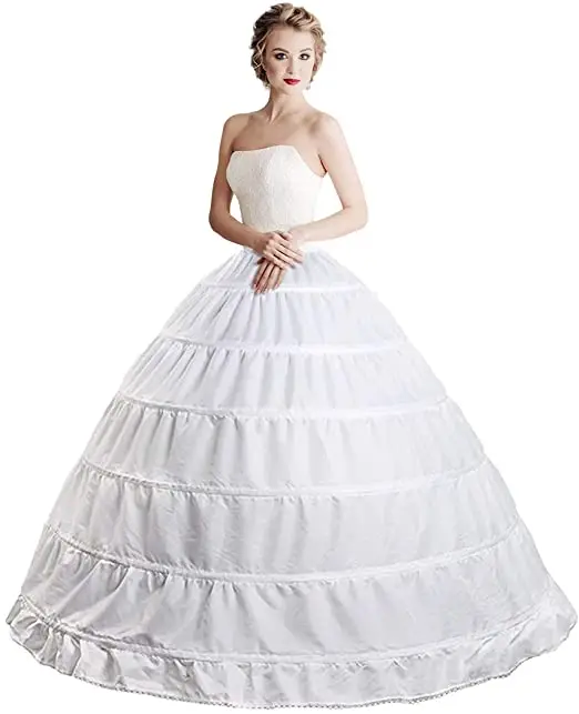 Sumptuous 6 Hoop rok dalam Crinoline rok penuh A-line panjang lantai gaun pengantin gaun bola Slip untuk wanita