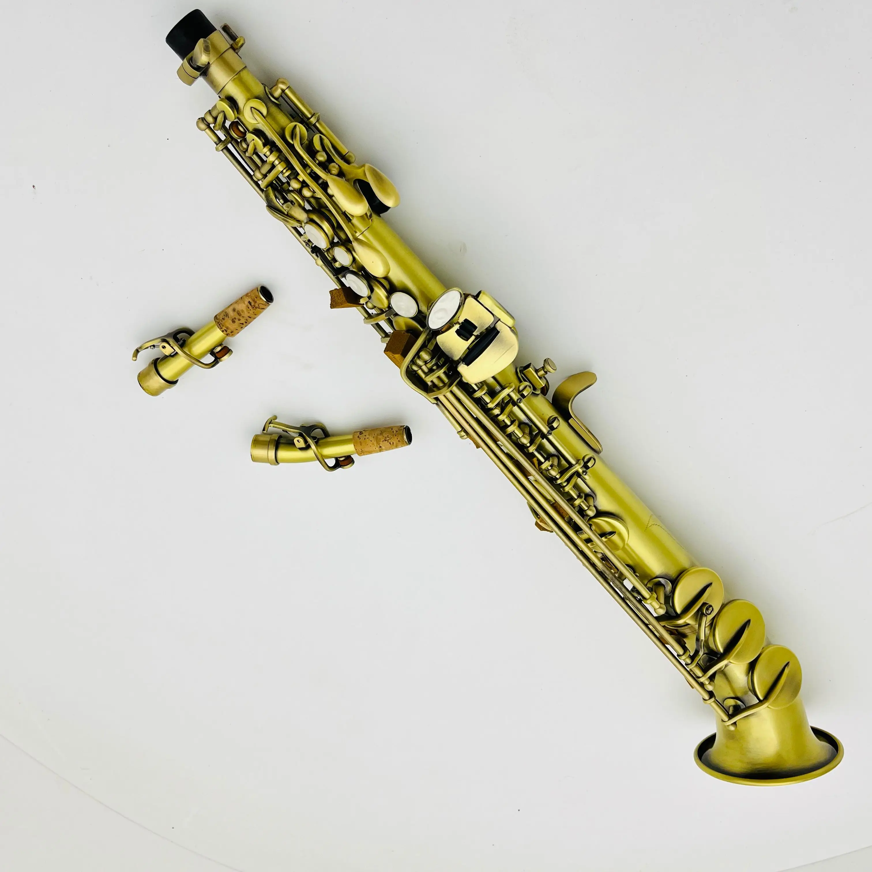 New Arrival Curved Soprano Saxophone B Flat Antique Brass Professional Grade Musical Instrument