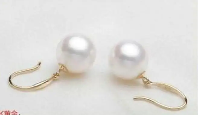 free shipping >>>>noble jewelry 8-9mm AAA White Pearl Lever Back Earrings in 14K Yellow Gold