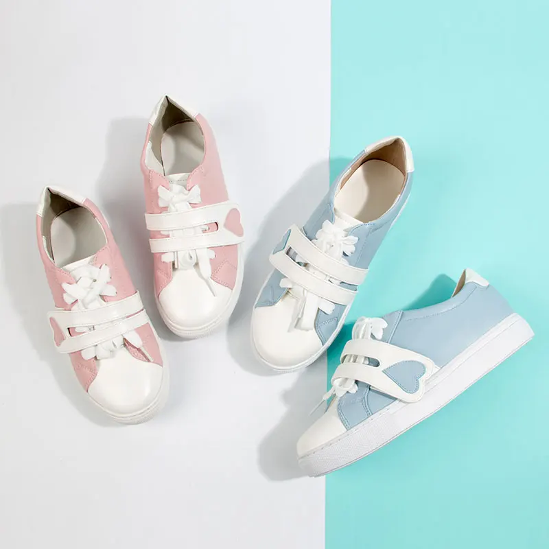 Japanese soft girl lolita spring round head flat bottom love cute sneakers kawaii shoes cosplay loli daily shoes Princess cute