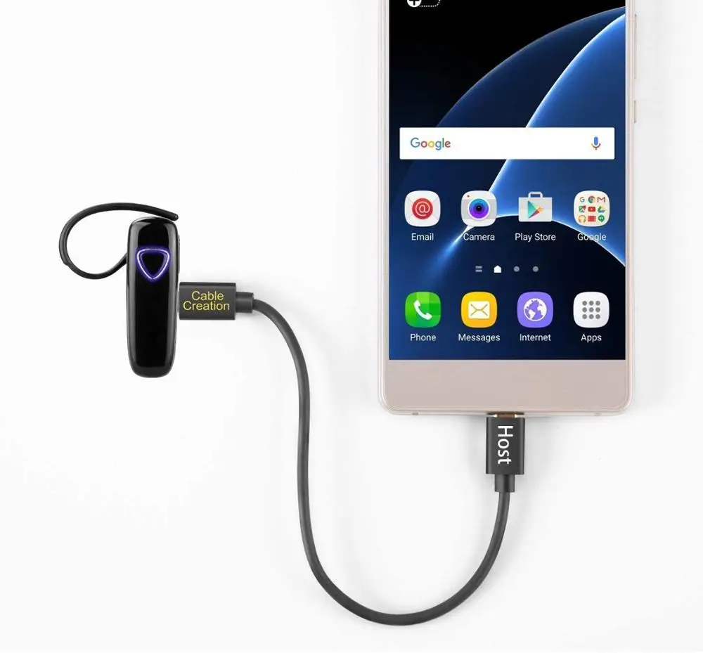 Kabel USB C do Micro USB OTG, przewód o długości 0,65 stopy krótki typ C kompatybilny z Galaxy S8/S8 Plus, Google Pixel 2 XL i telefonami z systemem Android