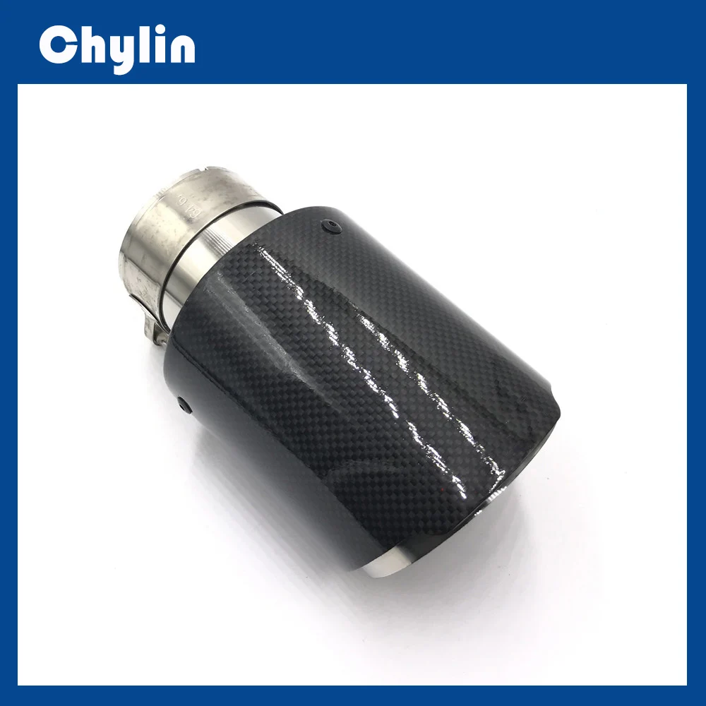 1pcs Car Accessories Top Quality 304 Stainless Steel Muffler Exhaust Tips For Ak Glossy Carbon Exhaust System Pipe