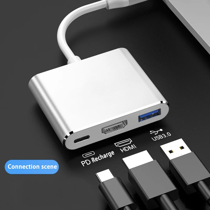 Thunderbolt 3 USB C HUB To HDMI-Compatible 4K USB-C Doce With PD  For MacBook Samsung Adapter USB Type C Hub Aluminum Splitter