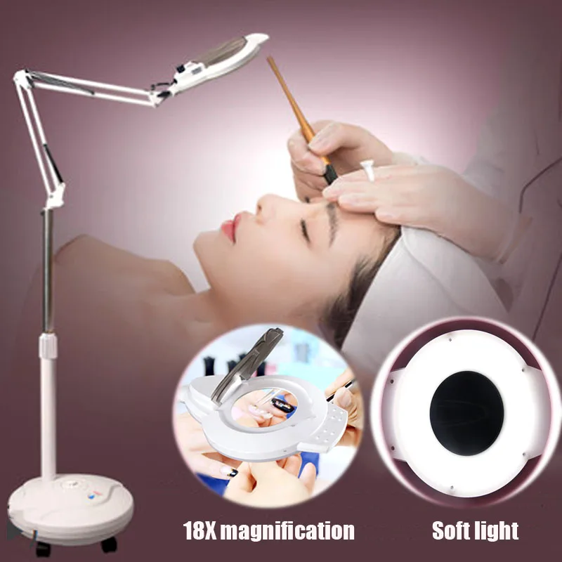 

LED Beauty Salon Cold light Lamp 16X Magnifying Glass Tattoo Lamp Beauty Lamp Nail Eyebrow Tattoo Shadowless Floor Lamp Foldable