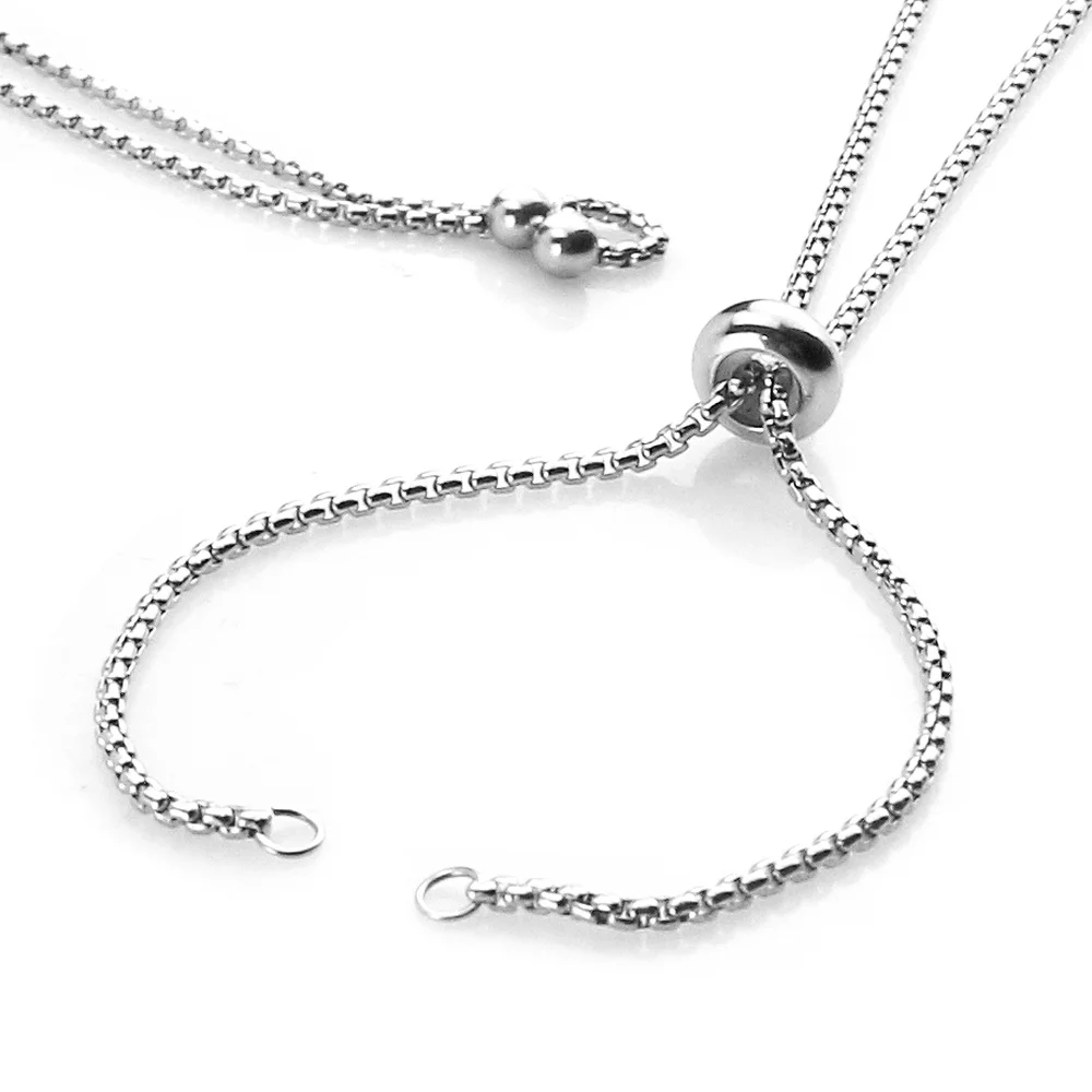 2pcs Stainless Steel Slider/Slide Extender Chain for Jewelry Making Necklace Gold Color Adjustable Connector Pendants Findings