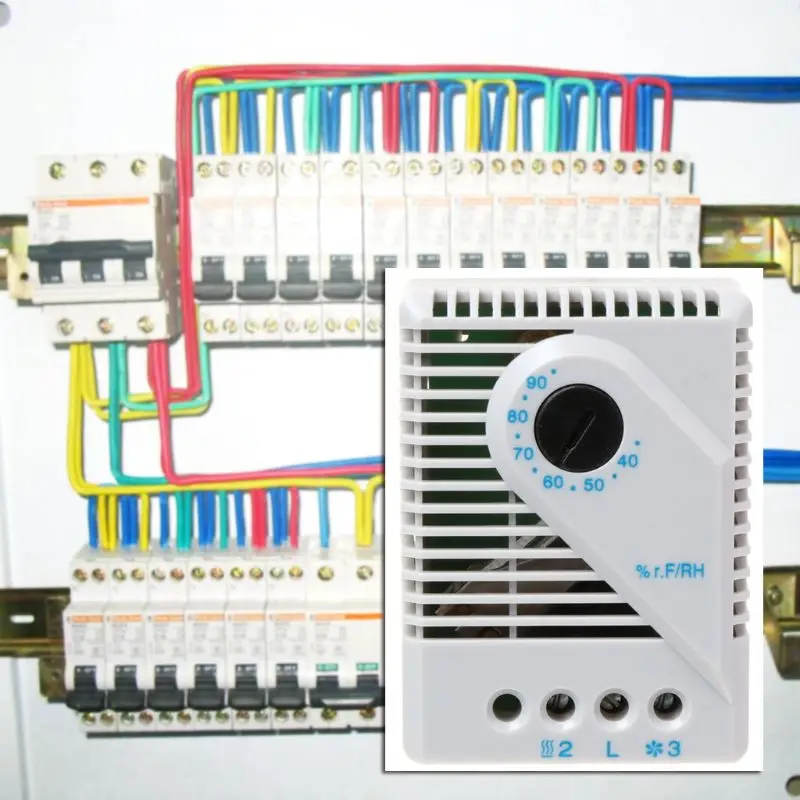 Mechanical Hygrostat ความชื้น Controller เชื่อมต่อพัดลมเครื่องทำความร้อนสำหรับตู้ MFR012 Wholesalse