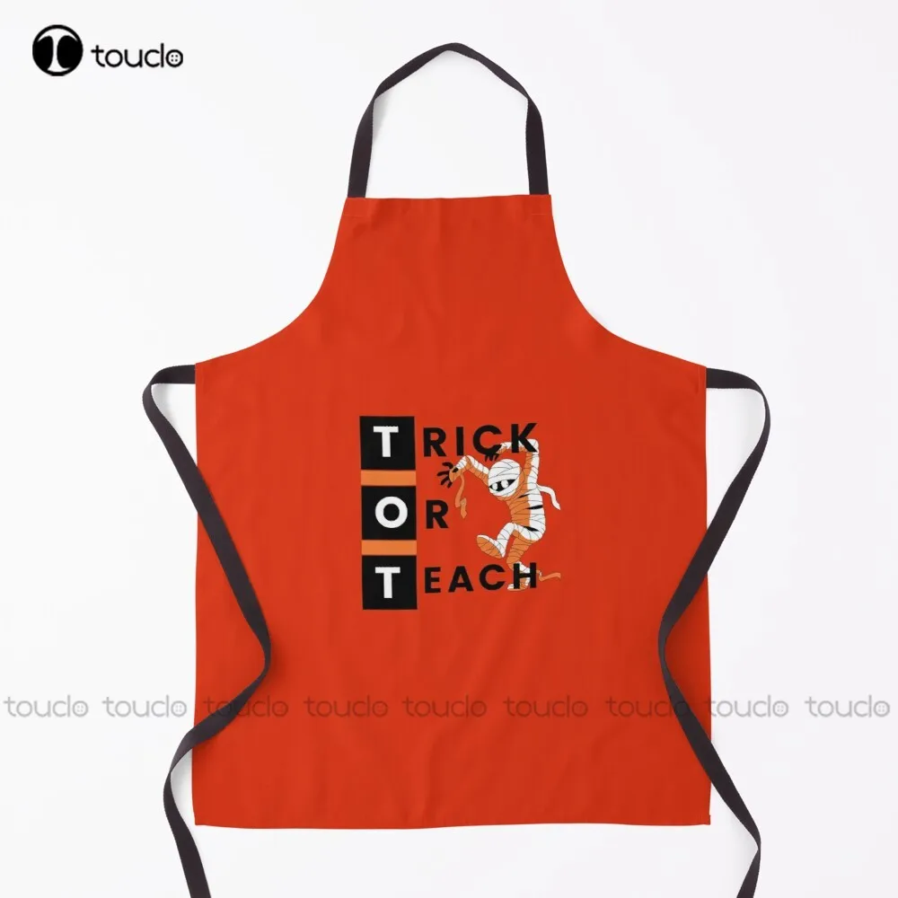 trick or teach cute halloween teacher / trick or teach cute halloween teacher funny Apron Custom Cooking Aprons Adult