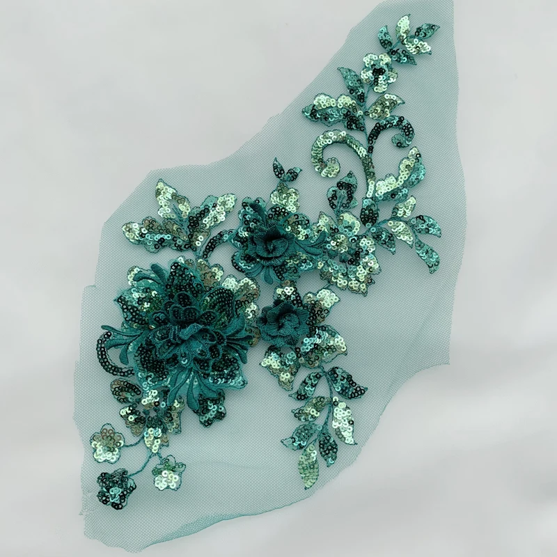 3D-Pailletten-Spitzenblumen-Applikation für Kinder, handgefertigte Materialien, Hochzeit, RS3122, 2 Stück/Lot, 33,5 cm * 16 cm – Detail 11