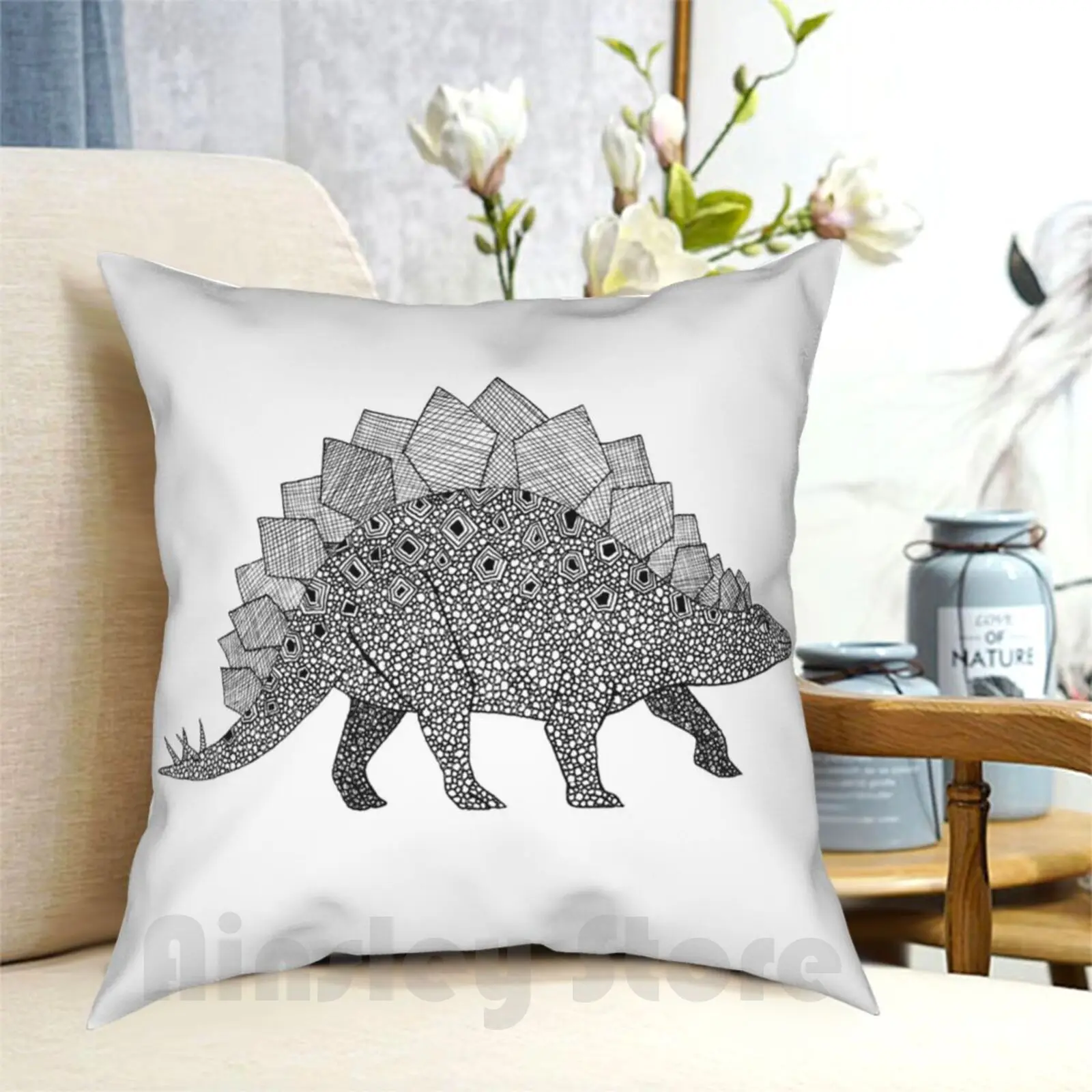 Stegosaurus Dinosaur Pillow Case Printed Home Soft Throw Pillow Stegosaurus Dinosaur Dinosaurs Cute Animal Circles