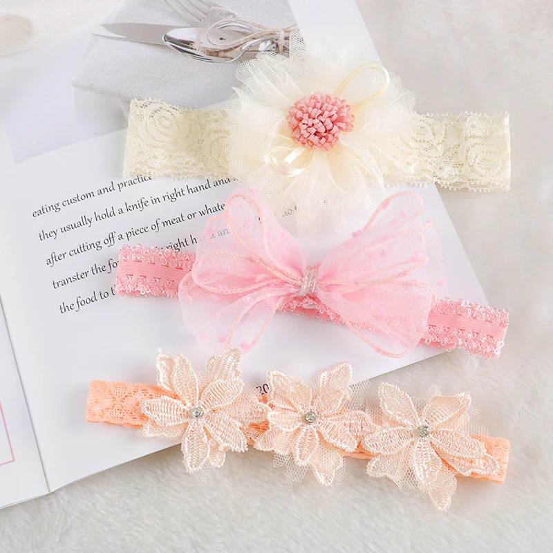 2022 baby headband Flower Bows Headbands hair band Bowknot Lovely Headwear Children Princess girls Hair Accessories 3pcs/lot