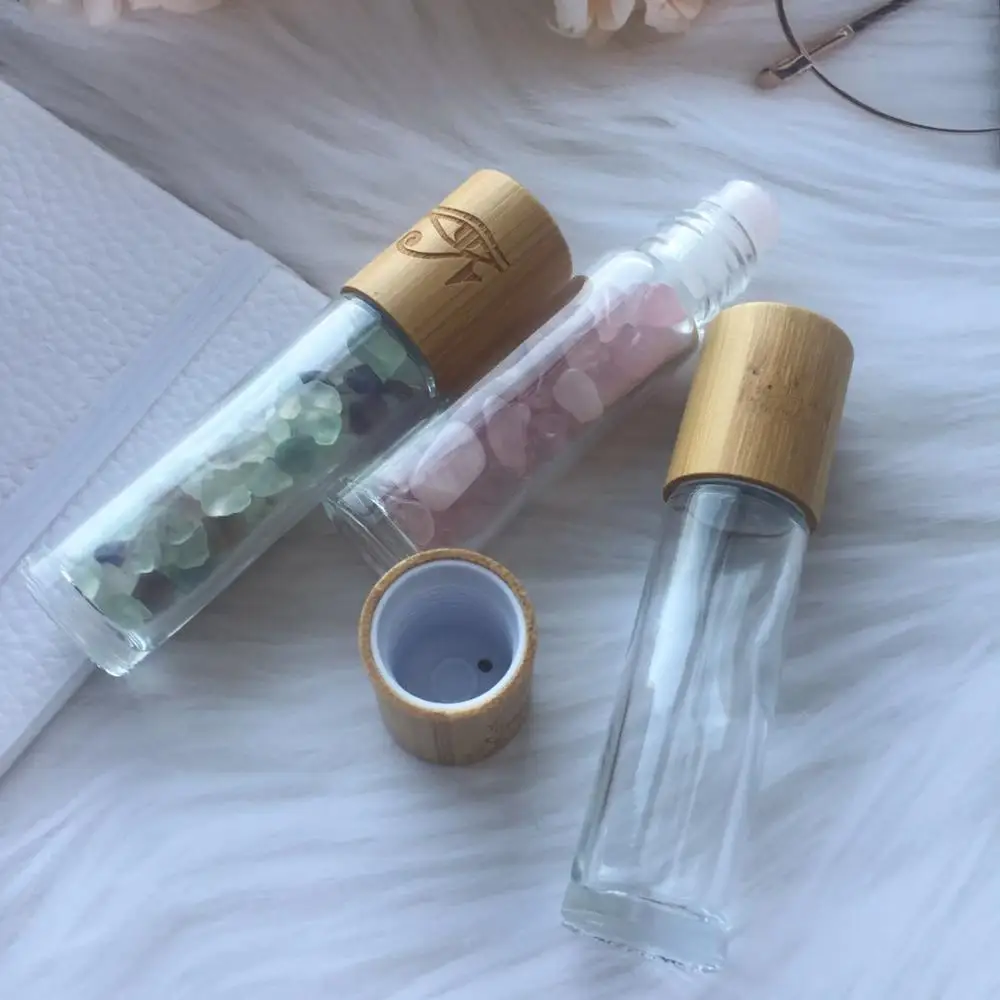 10ml Essential Oil Gemstone Roller Ball Bottle Lip Oils Bottles Empty Refillable Roll On Ball Perfume / Aromatherapy Stone Tubes