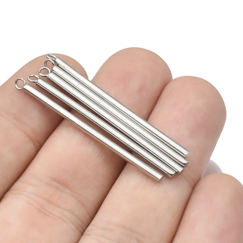 20pcs/lot Stainless Steel Cylindrical Single Pendant Earrings for DIY Handmade Beaded Material Parts Jewelry Making Supplies image 5
