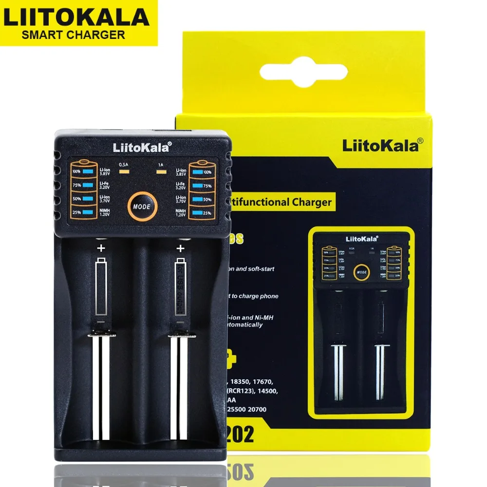 LiitoKala Lii-202 Lii-402 Lii-100 Lii-PL4 1.2V 3.7V 3.2V 3.85V AA 18650 18350 26650 18350 NiMH lithium battery smart charger